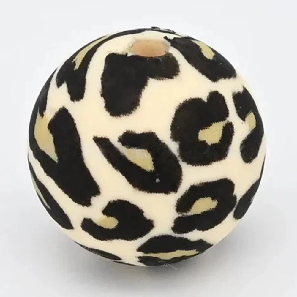15mm Yellow Leopard Printed Silicone Bead for DIY Keychains Pens