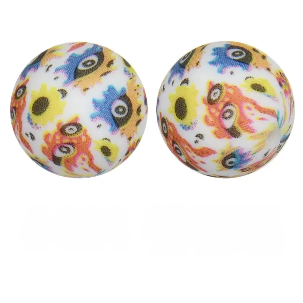 15mm Eyes Printed Silicone Bead for DIY Bracelet Pen