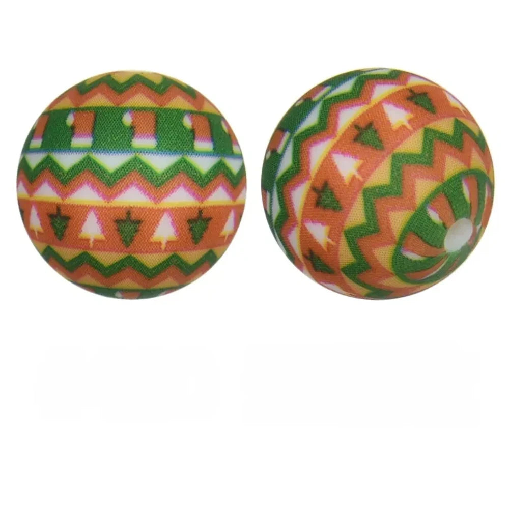 15mm Christmas Pattern Printed Silicone Bead for DIY Bracelet Pen