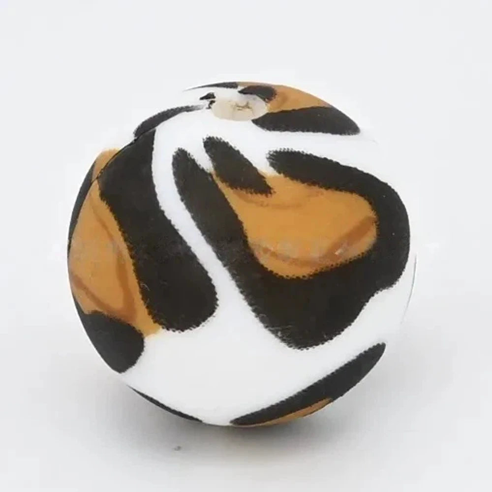 15mm Yellow Leopard on White Printed Silicone Bead for DIY Bracelets Keychains