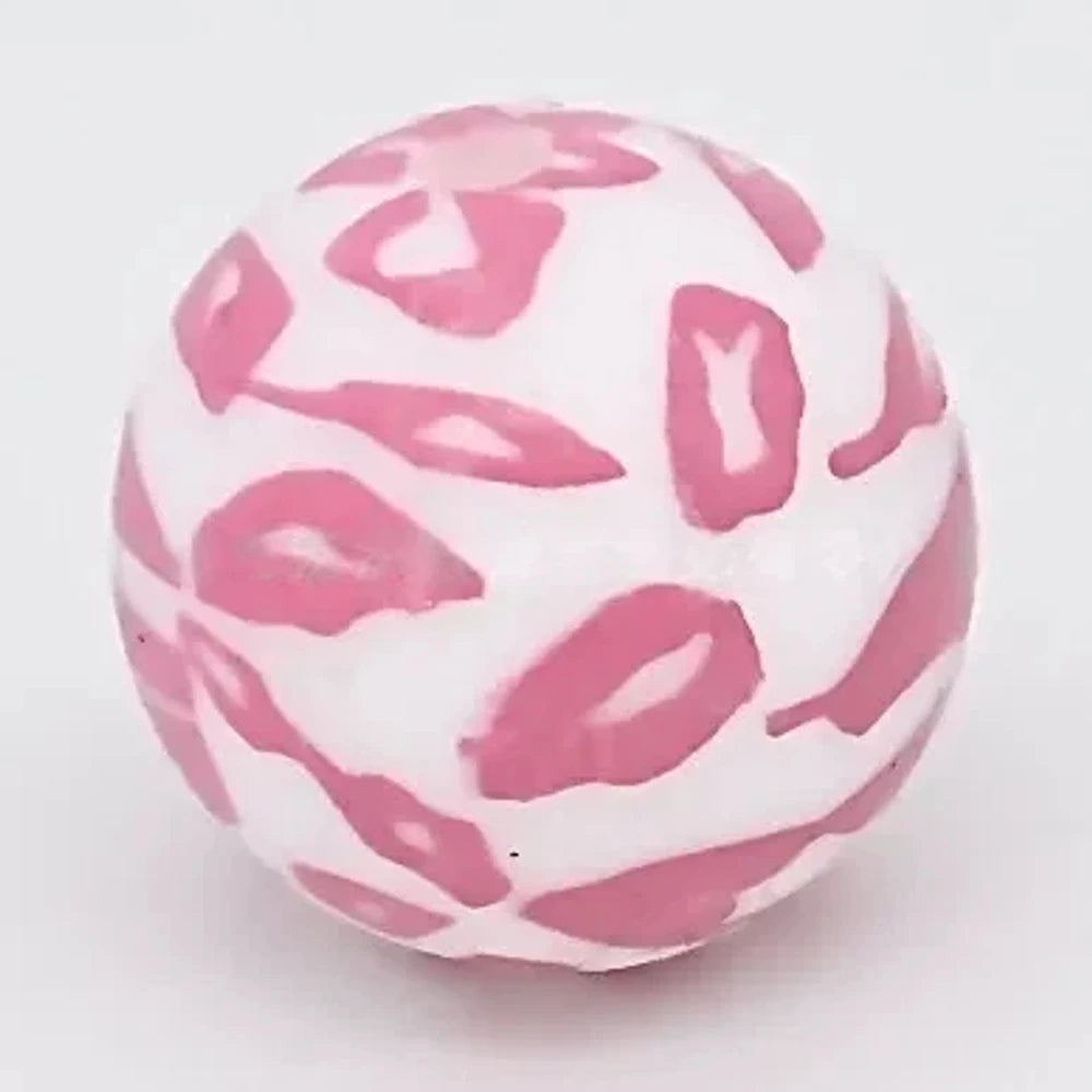 15mm Pink Leopard on White Printed Silicone Bead for DIY Keychains Pens