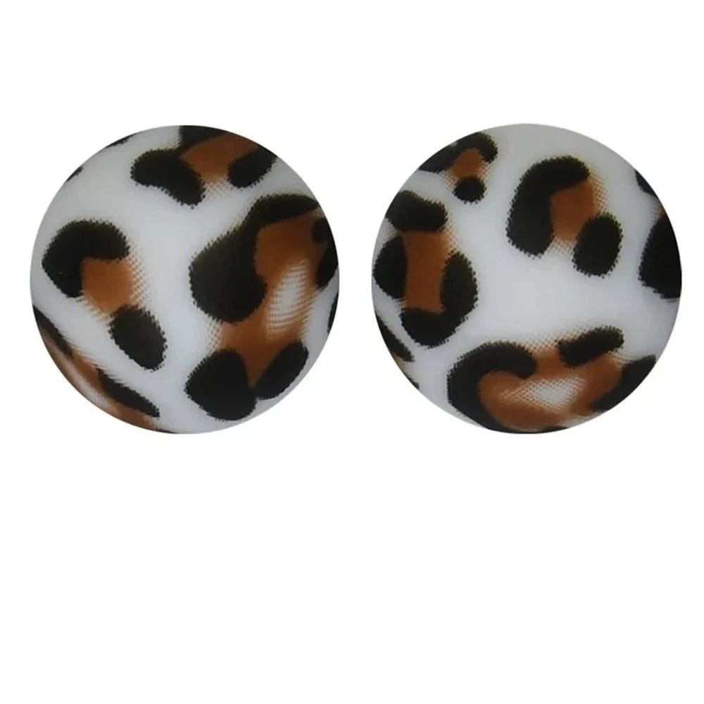 15mm Black and Brown Leopard Printed Silicone Bead for DIY Bracelet Pen