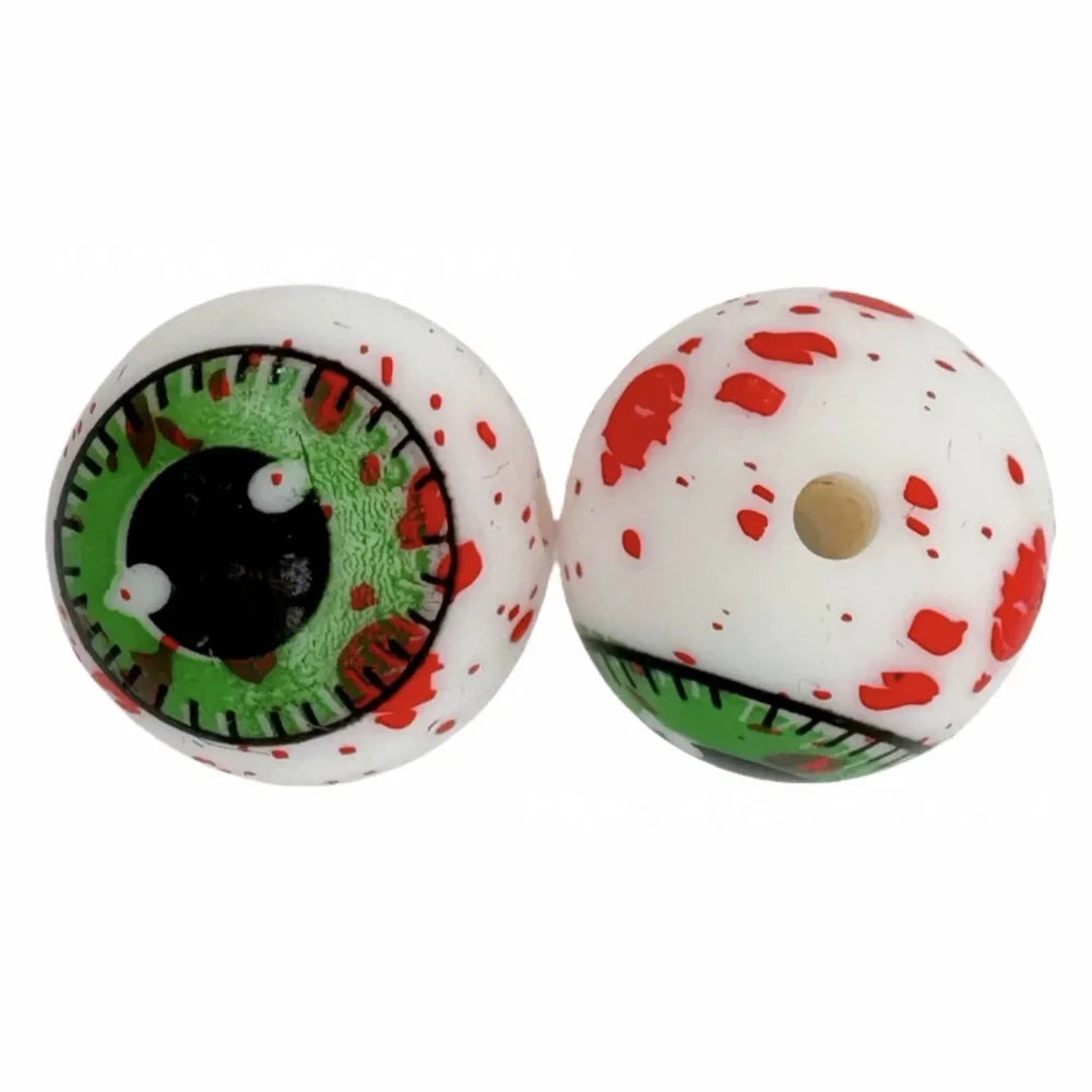 15mm Eyeball Printed Silicone Bead for DIY Bracelets Pens