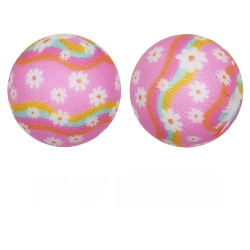 15mm Rainbow Flower Printed Silicone Bead for DIY Bracelet Pen