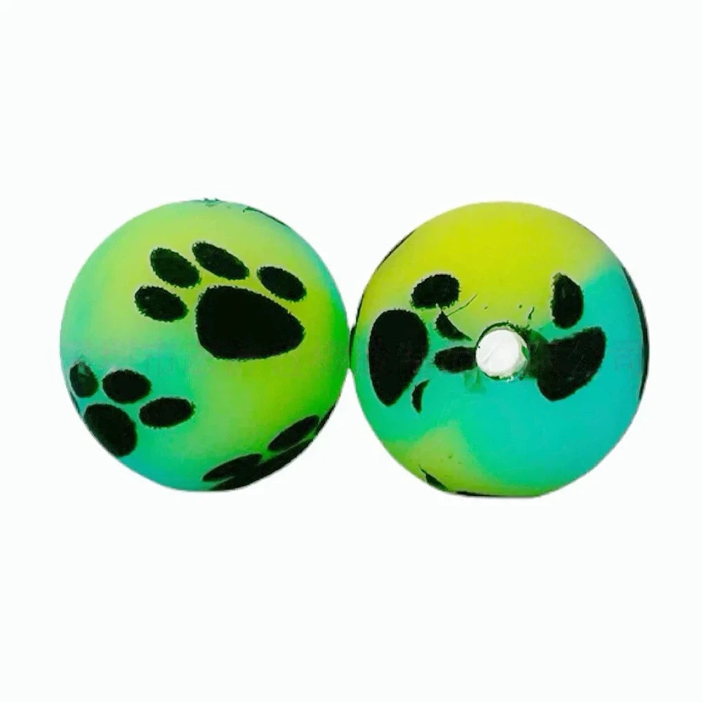 15mm Dog Paw Printed Silicone Bead for DIY Bracelet Pens