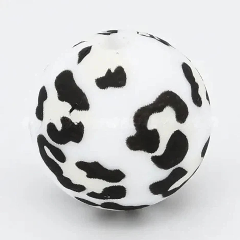 15mm Light Yellow Leopard Printed Silicone Bead for DIY Pens Bracelets Keychains