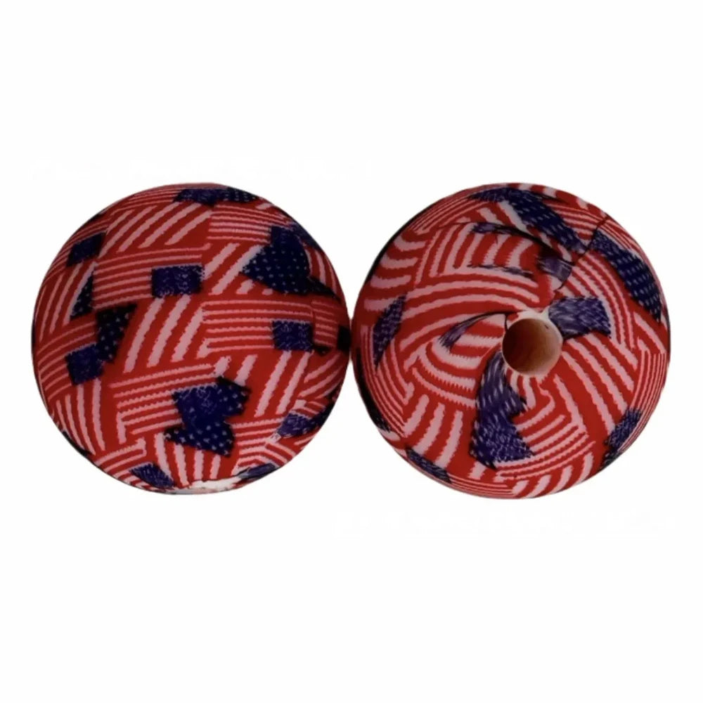 15mm American Flag Printed Silicone Bead for DIY Bracelets Keychains