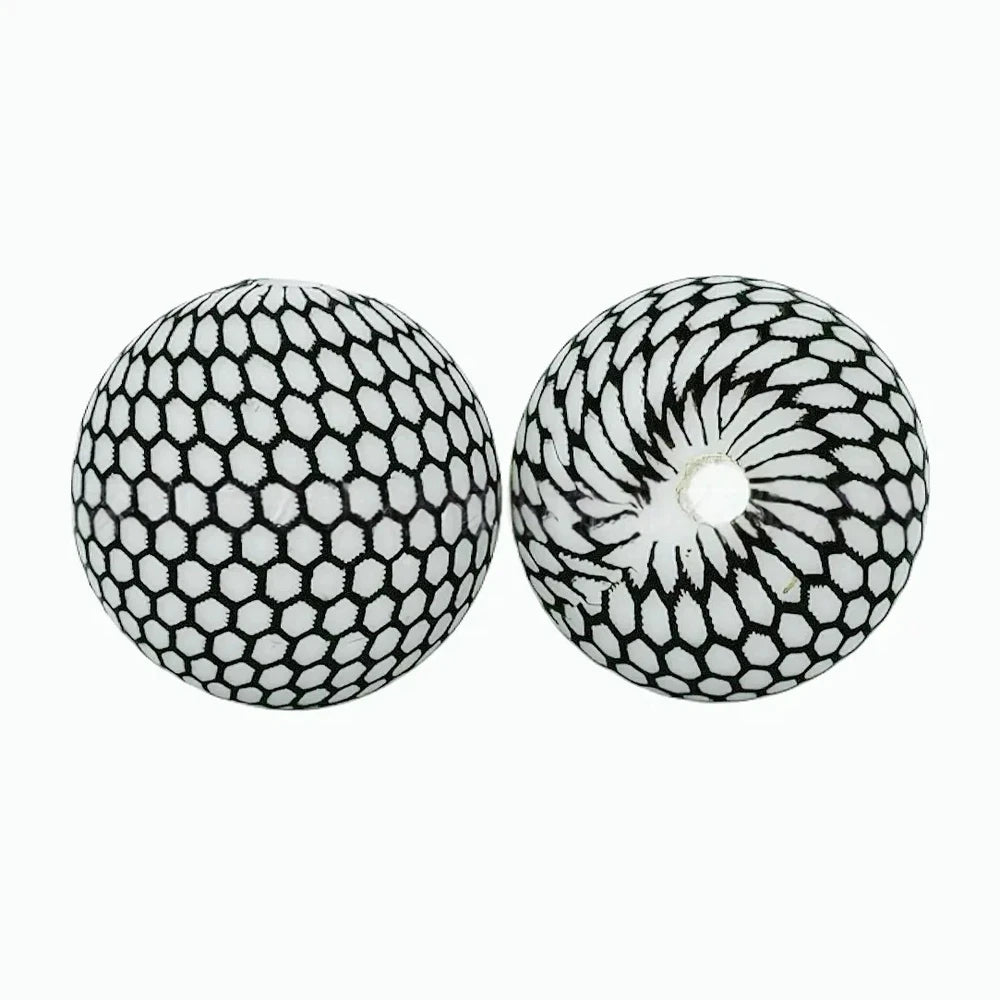 15mm Checkered Pattern Printed Silicone Bead for DIY Bracelet Pens