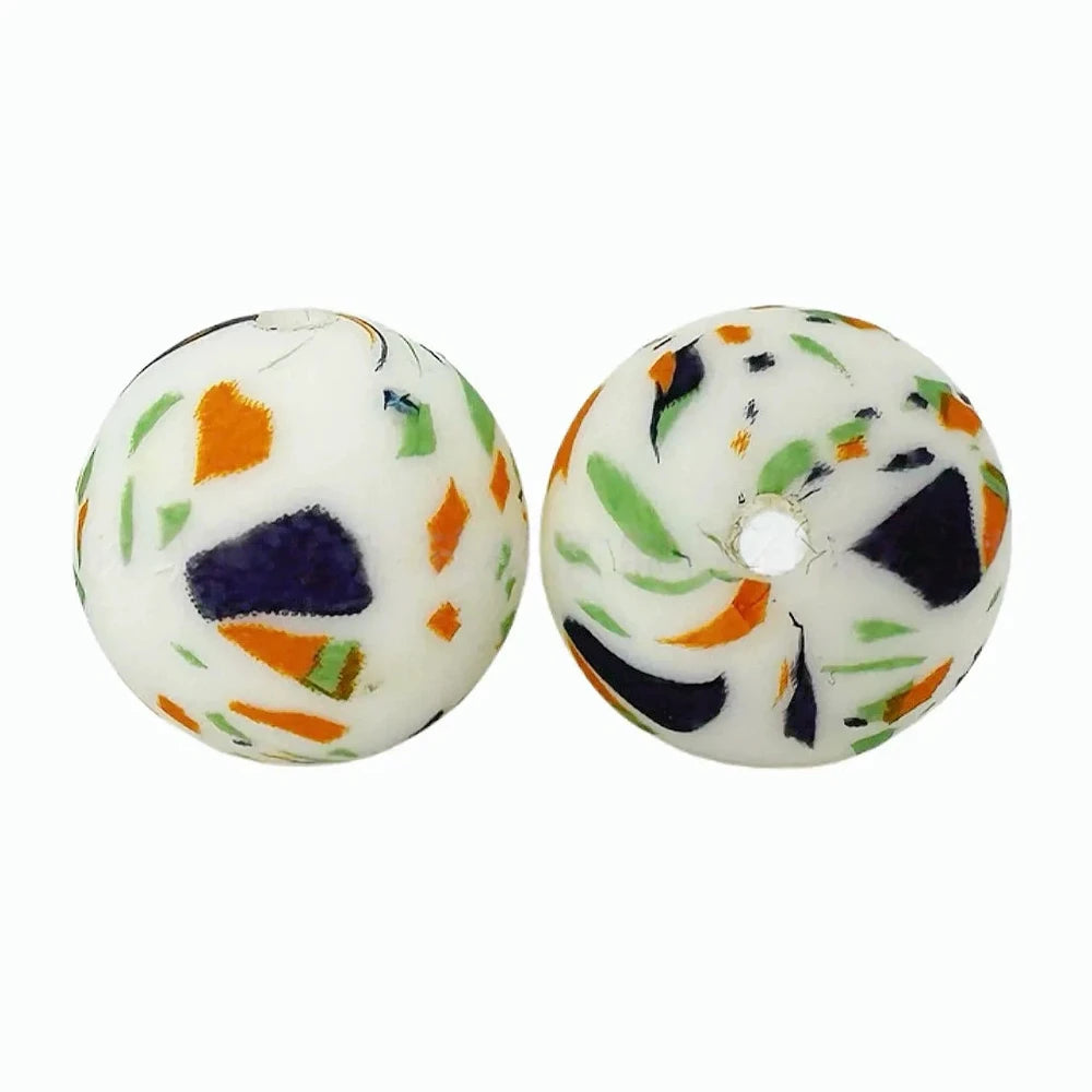 15mm Camo Printed Silicone Bead for DIY Bracelet Keychain