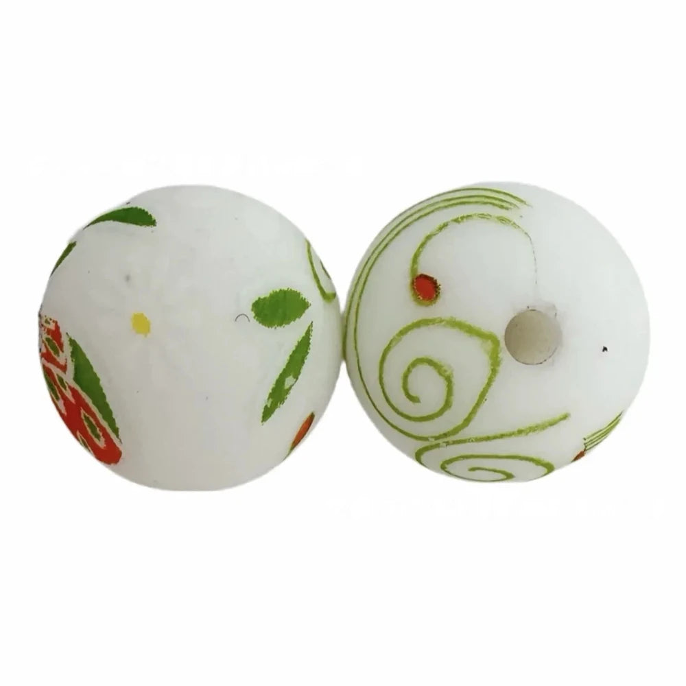 15mm Ladybug Printed Silicone Bead for DIY Bracelet Keychains