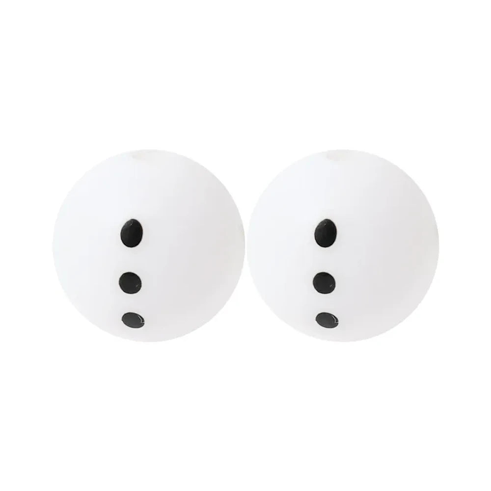 15mm Snowman Printed Silicone Bead for DIY Keychains Pens