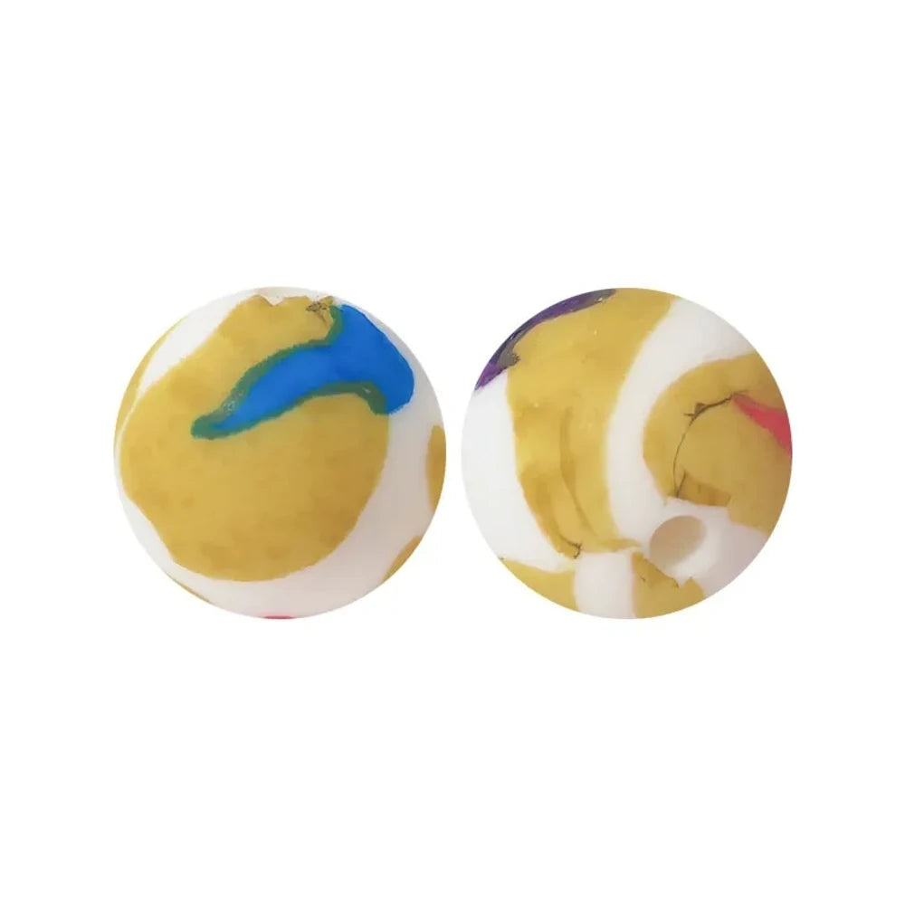15mm Blue Yellow White Purple Printed Silicone Bead for DIY Pens Keychains