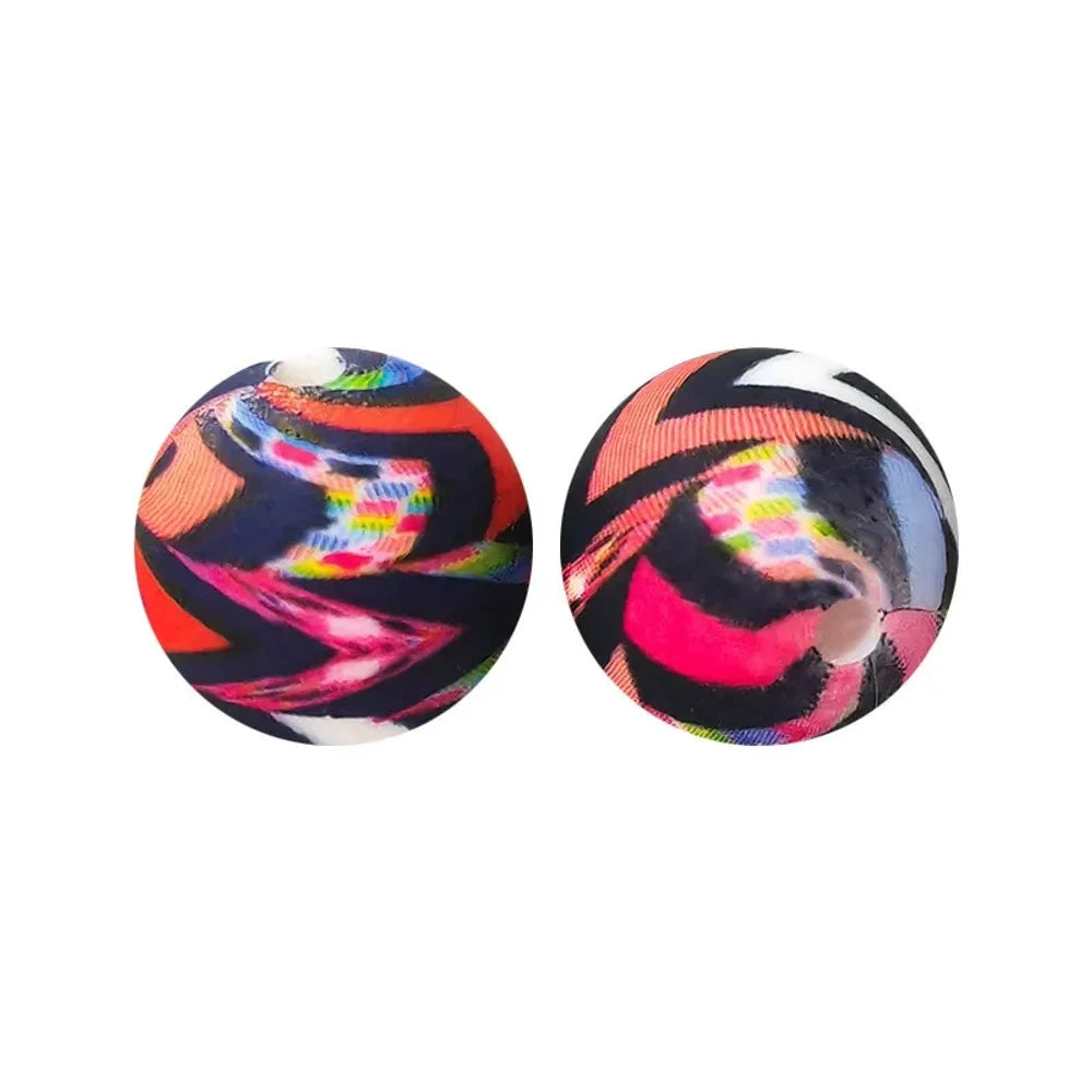 15mm Printed Silicone Bead for DIY Keychains Pens 006