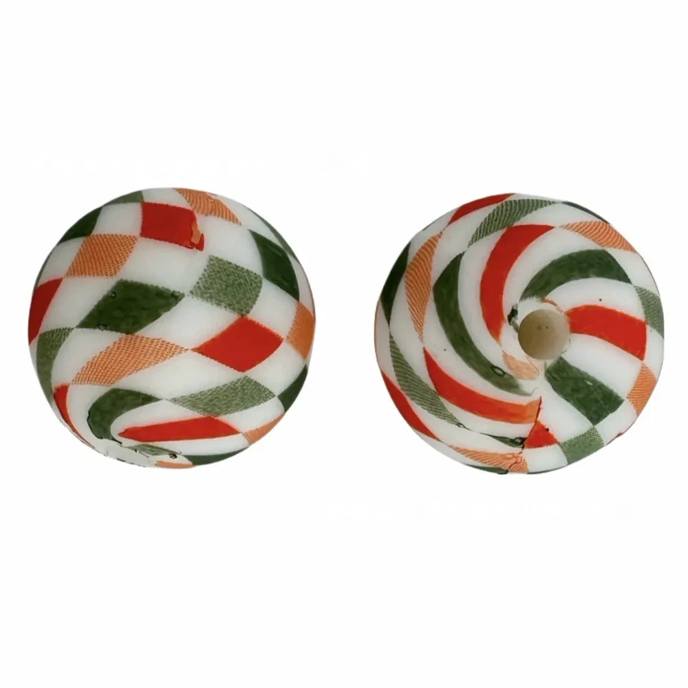 15mm Colorful Buffalo Plaid Printed Silicone Bead for DIY Bracelet Keychains
