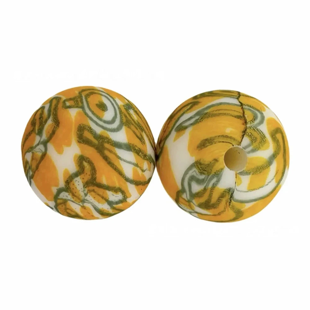 15mm Banana Printed Silicone Bead for DIY Bracelets Pens