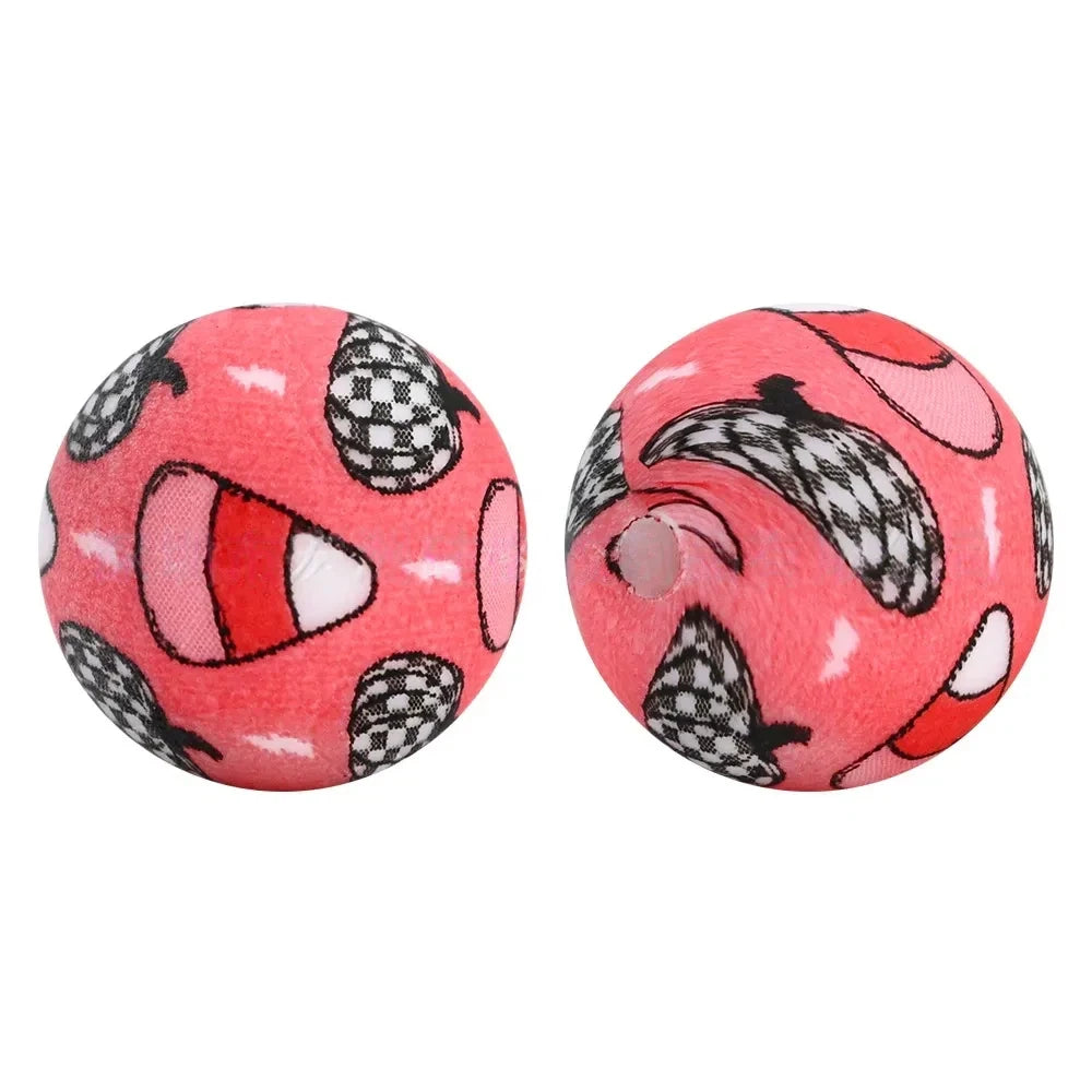 15mm Pumpkin Red Printed Silicone Bead for DIY Pens Keychains