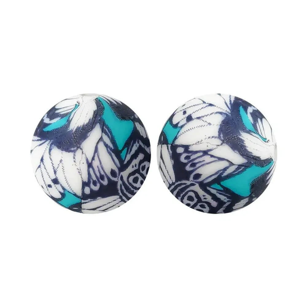 15mm Printed Silicone Bead for DIY Keychains Pens 007