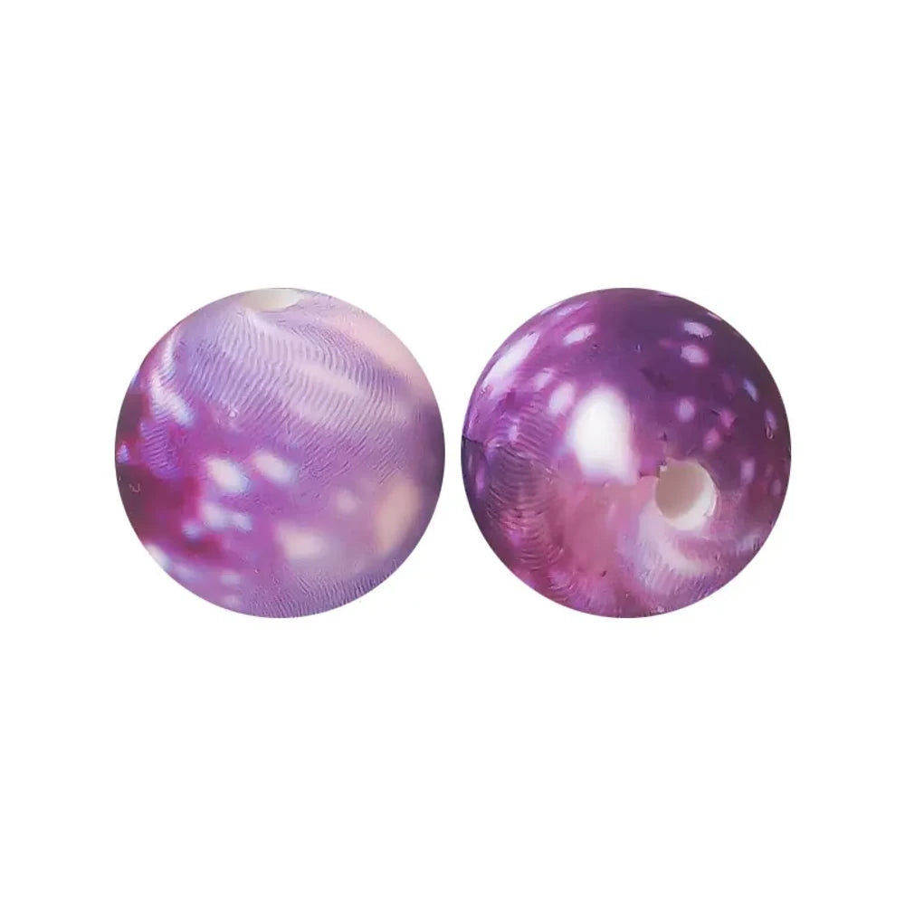 15mm Purple Printed Silicone Bead for DIY Keychains Pens Bracelet