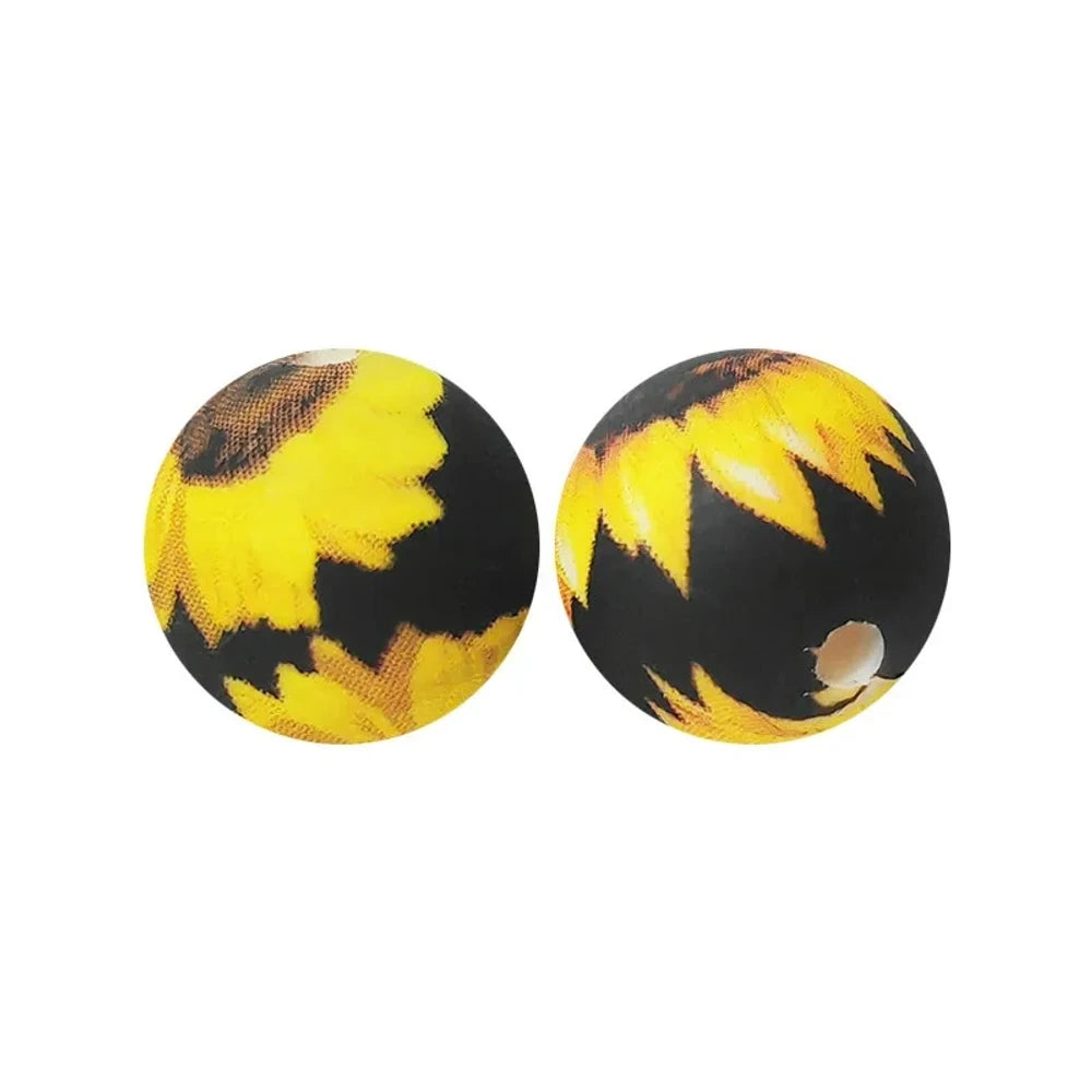 15mm Sunflower Printed Silicone Bead for DIY Bracelet Pens