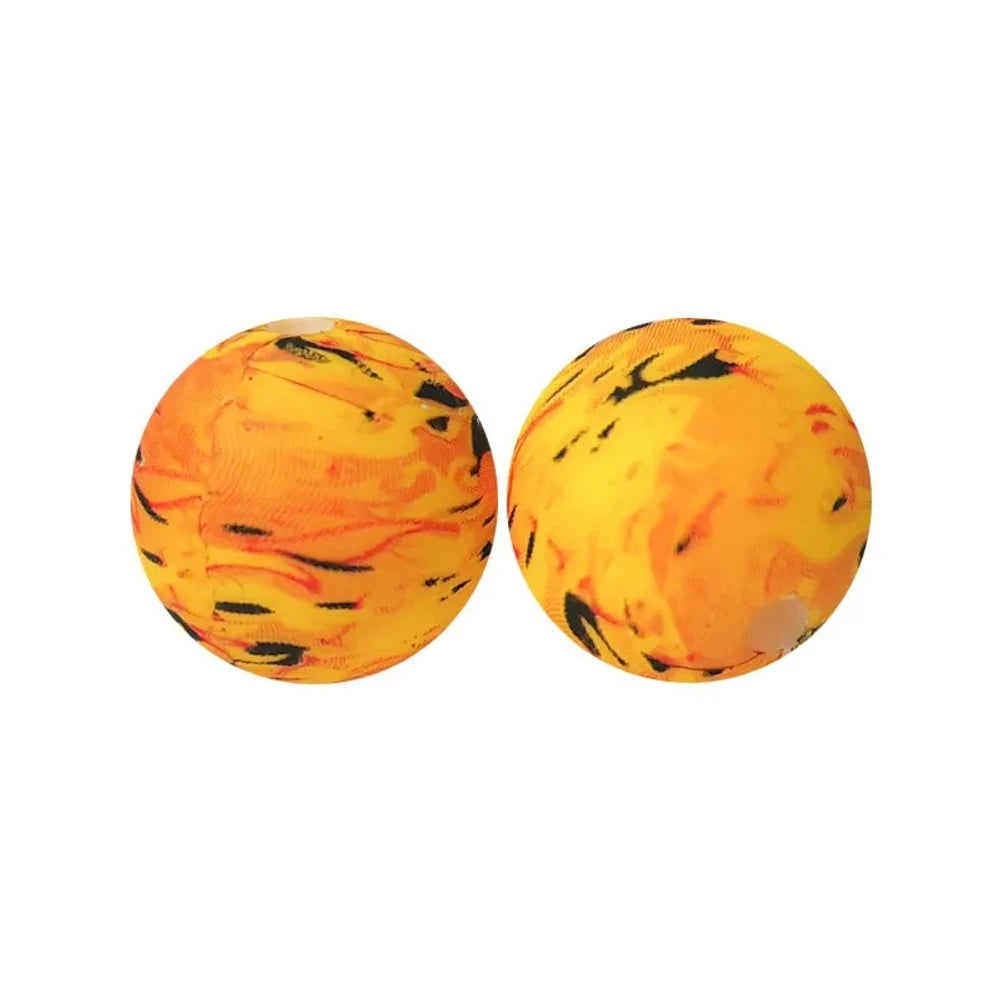 15mm Yellow and Black Printed Silicone Bead for DIY Pens Keychains