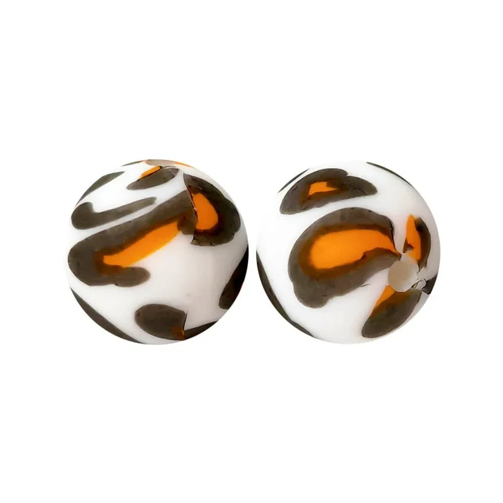 15mm Leopard Printed Silicone Bead for DIY Bracelets Keychains