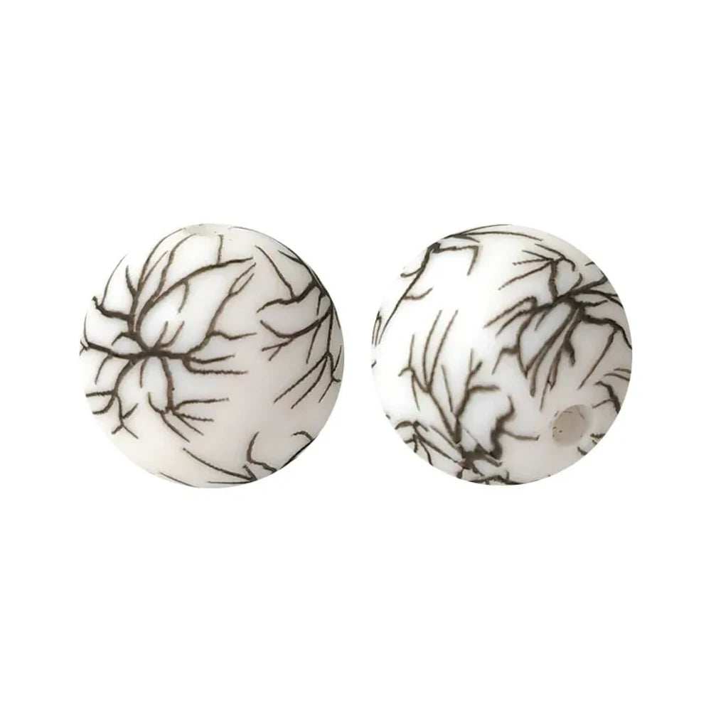 15mm Cracked Printed Silicone Bead for DIY Pens Keychains