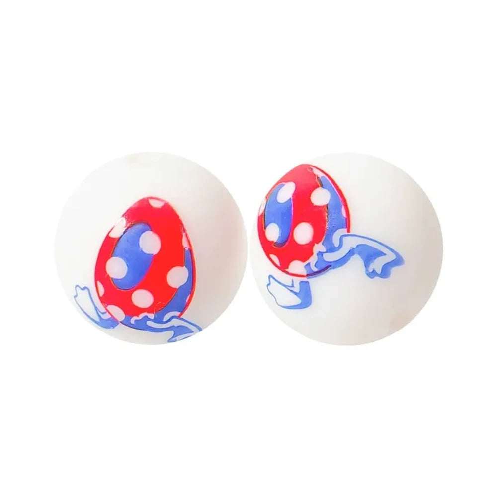 15mm Walking Egg Printed Silicone Bead for DIY Pens Keychains
