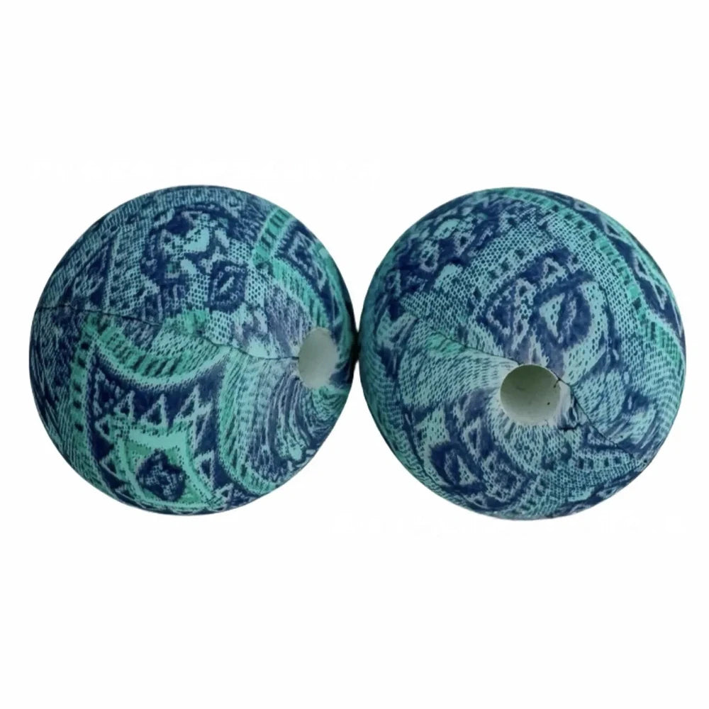 15mm Western Pattern Printed Silicone Bead for DIY Bracelet Keychains