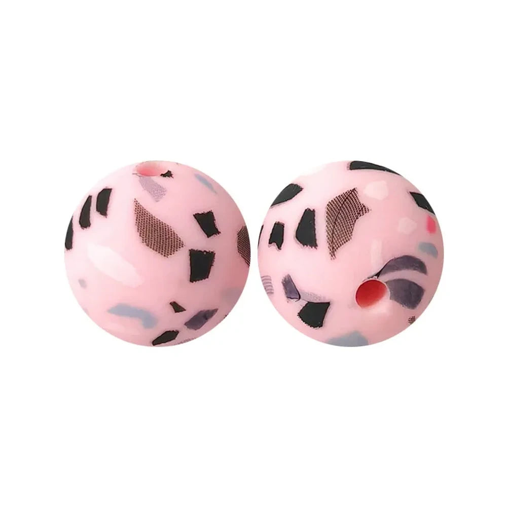 15mm Camo on Pink Printed Silicone Bead for DIY Pens Keychains