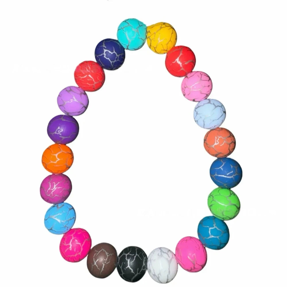 15mm Crack Printed Silicone Bead for DIY Bracelet Keychains