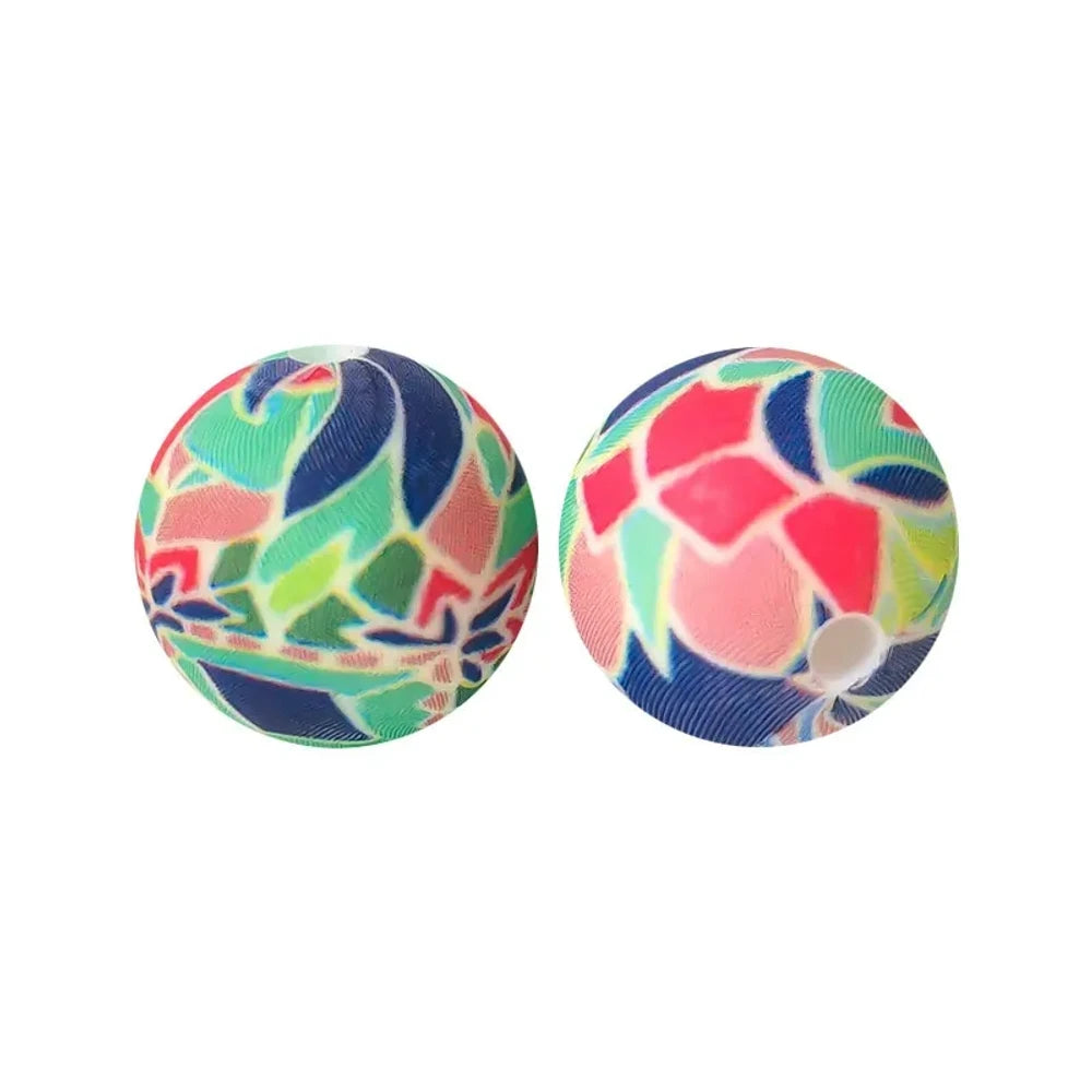 15mm Colorful Printed Silicone Bead for DIY Keychains Pens Bracelet