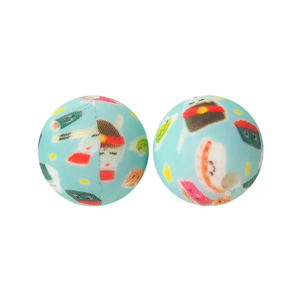 15mm Sushi Printed Silicone Bead for DIY Pens Bracelets