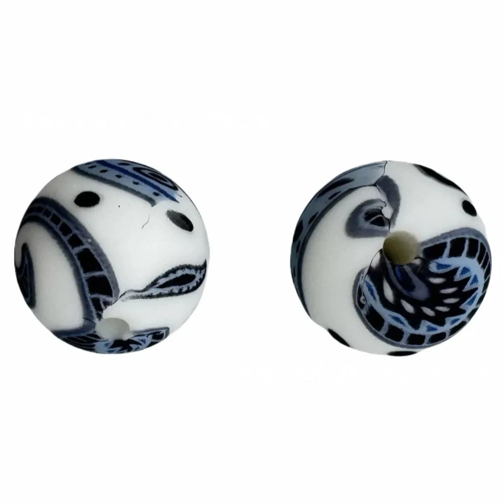 15mm Printed Silicone Bead for DIY Bracelets Keychains 017