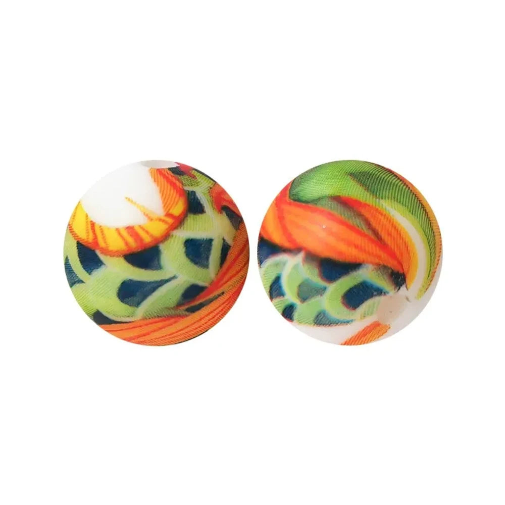 15mm Fish Scales Printed Silicone Bead for DIY Keychains