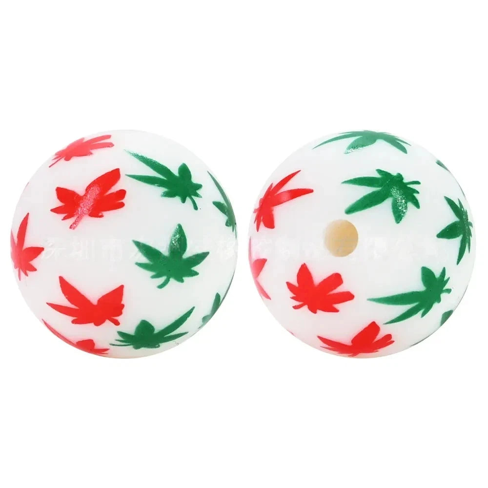 15mm Maple Leaves Printed Silicone Bead for DIY Keychains Pens