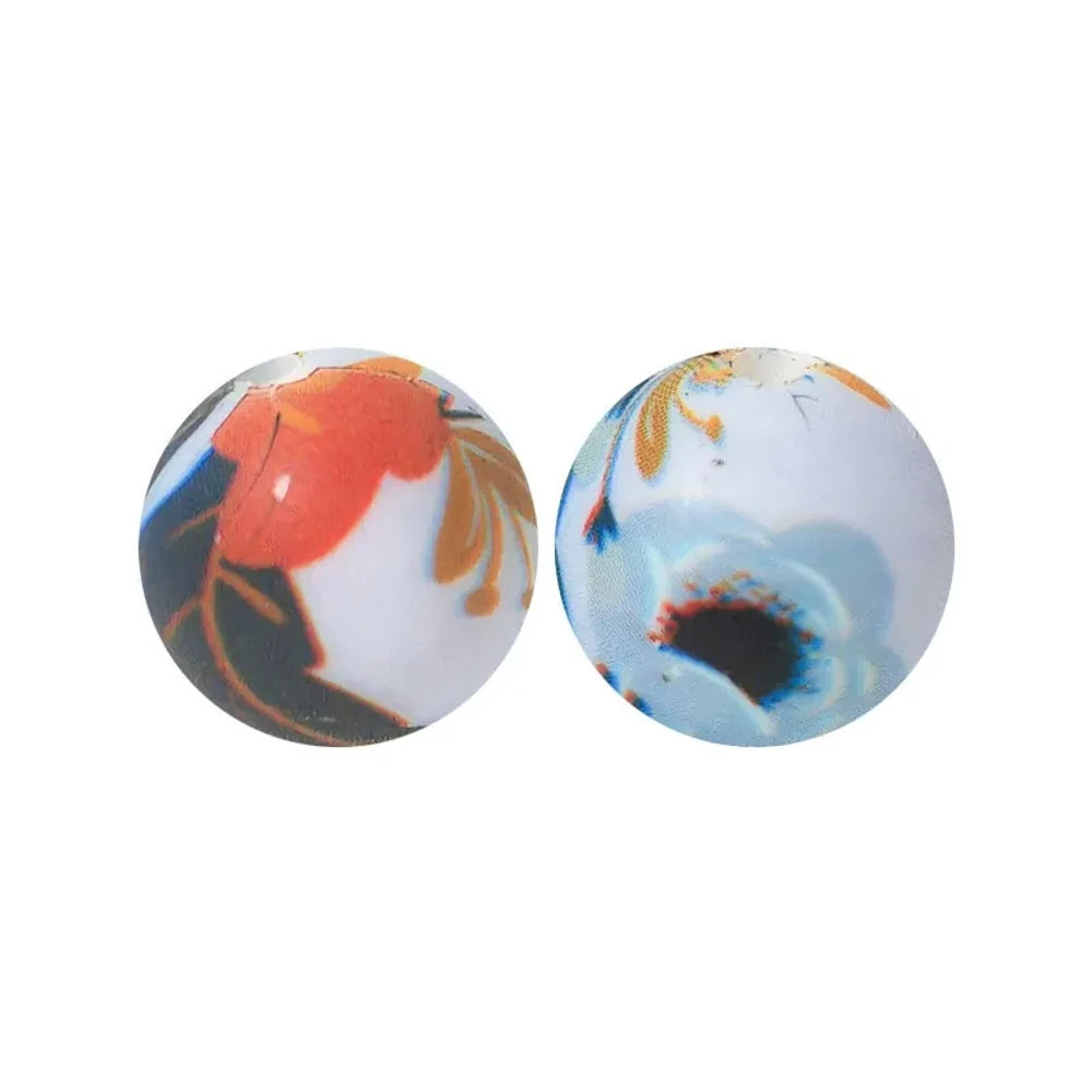 15mm Multi-Color Flowers Printed Silicone Bead for DIY Pens Keychains