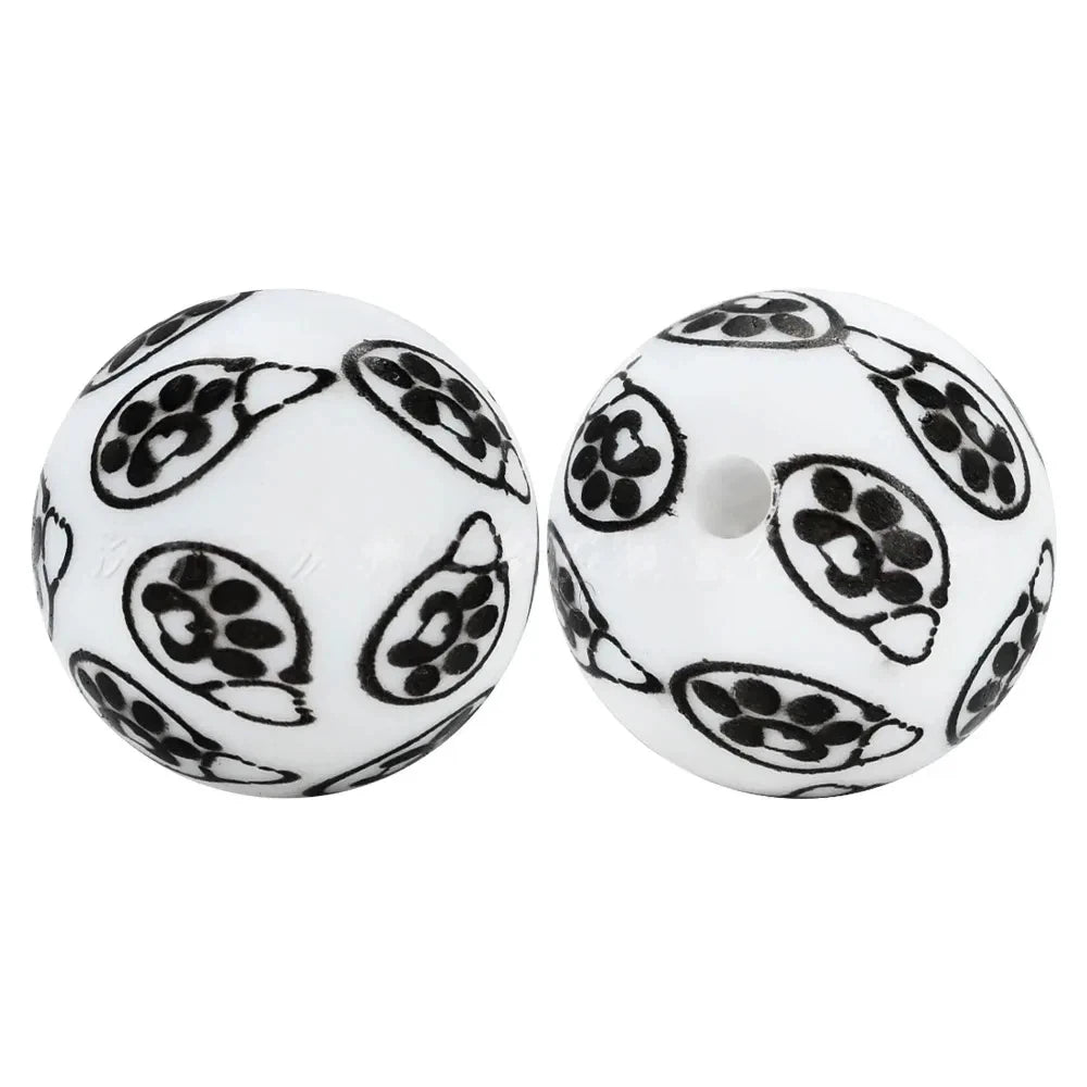15mm Dog Paw Printed Silicone Bead for DIY Pens Keychains
