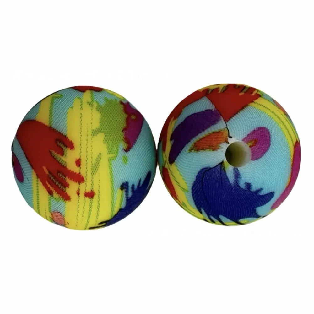 15mm Colorful Printed Silicone Bead for DIY Bracelet Keychains