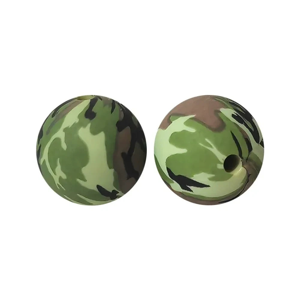 15mm Camo Printed Silicone Bead for DIY Pens Keychains