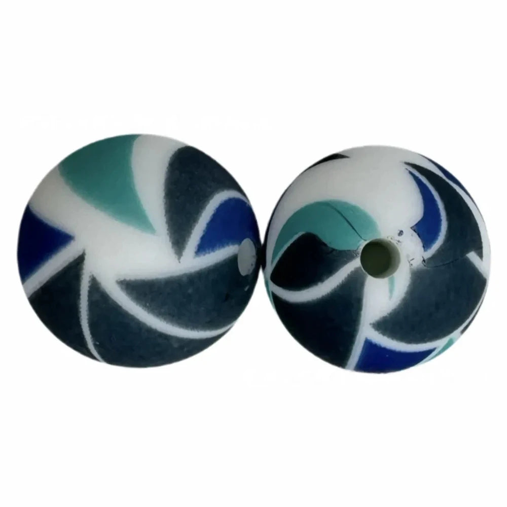 15mm Printed Silicone Bead for DIY Bracelets Keychains 016