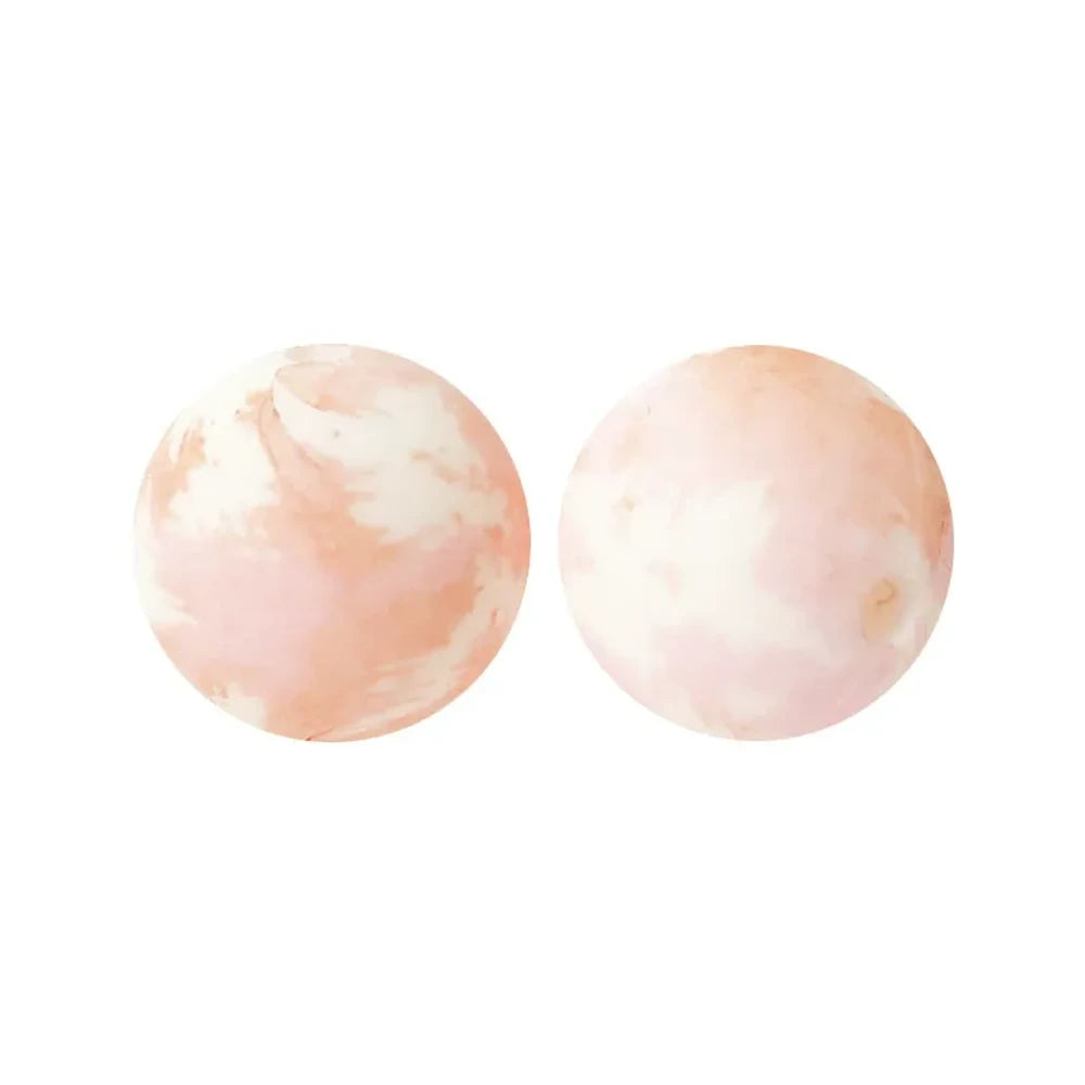 15mm Pink Printed Silicone Bead for DIY Keychains
