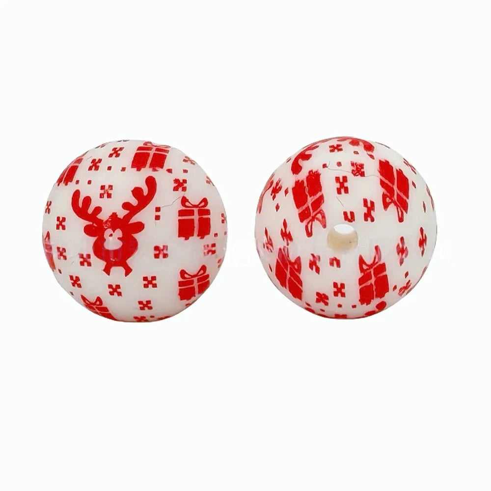 15mm Deer Gift Printed Silicone Bead for DIY Pens Keychain