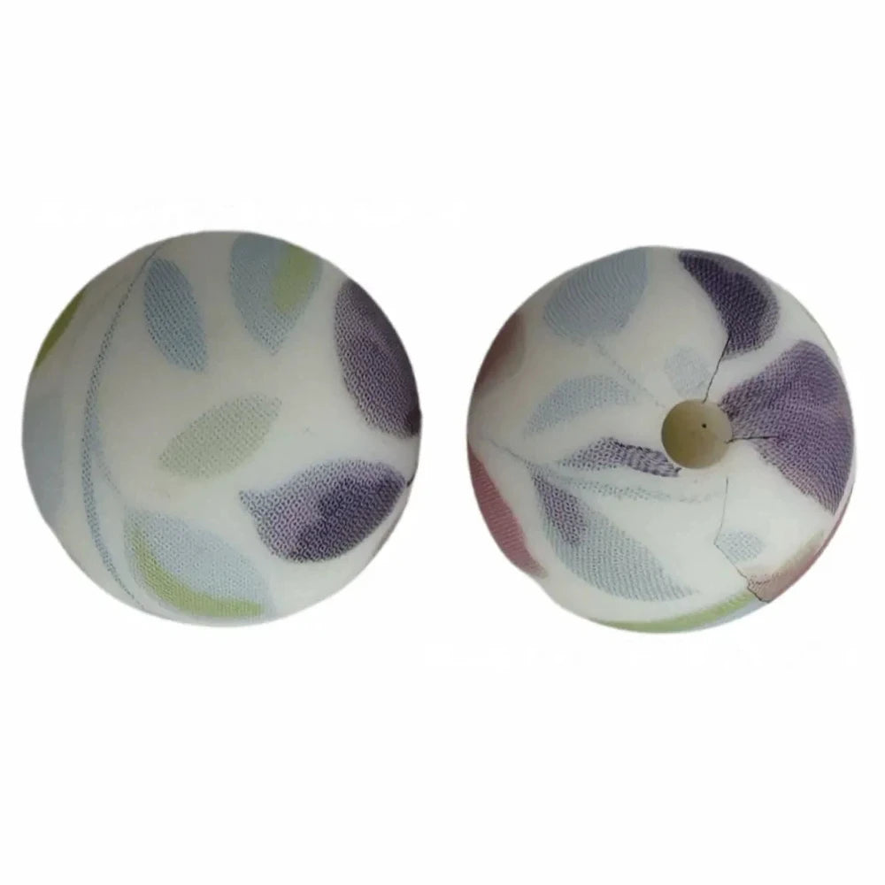 15mm Colorful Leaves Printed Silicone Bead for DIY Pens Bracelet Keychains
