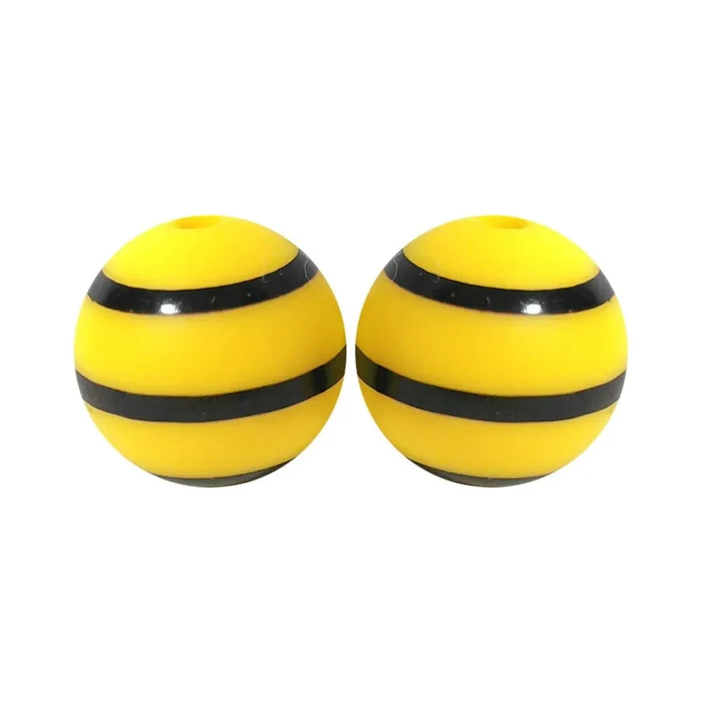 15mm Bees Printed Silicone Bead for DIY Keychains Pens Bracelet