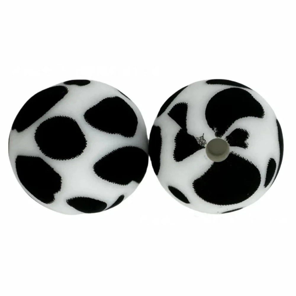 15mm Cow Printed Silicone Bead for DIY Bracelets Pens
