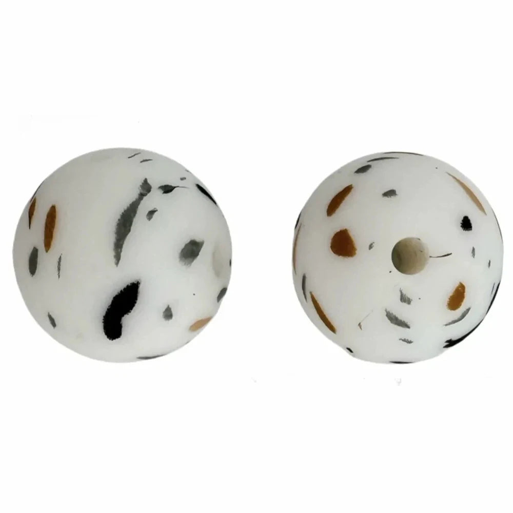 15mm Colorful Dots on White Silicone Bead for DIY Pens Bracelets