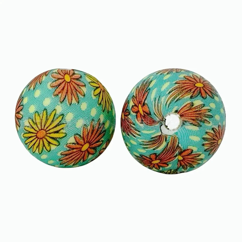 15mm Daisy Printed Silicone Bead for DIY Bracelet Keychain