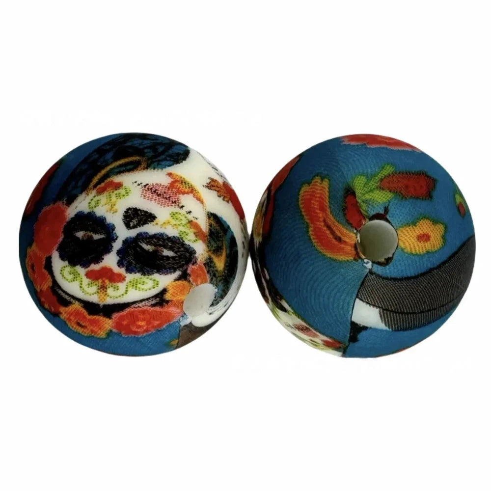 15mm Skull Head Printed Silicone Bead for DIY Keychains Pens