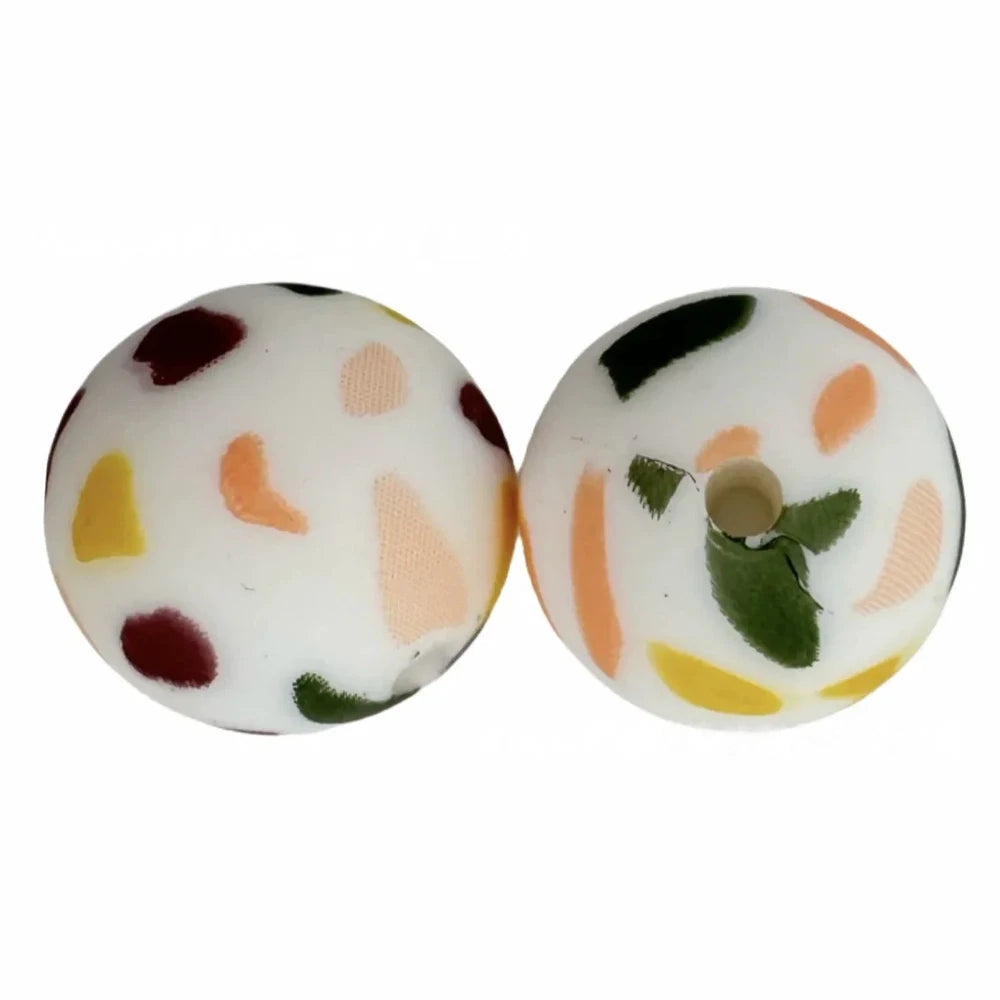 15mm Camo on White Silicone Bead for DIY Pens Bracelets