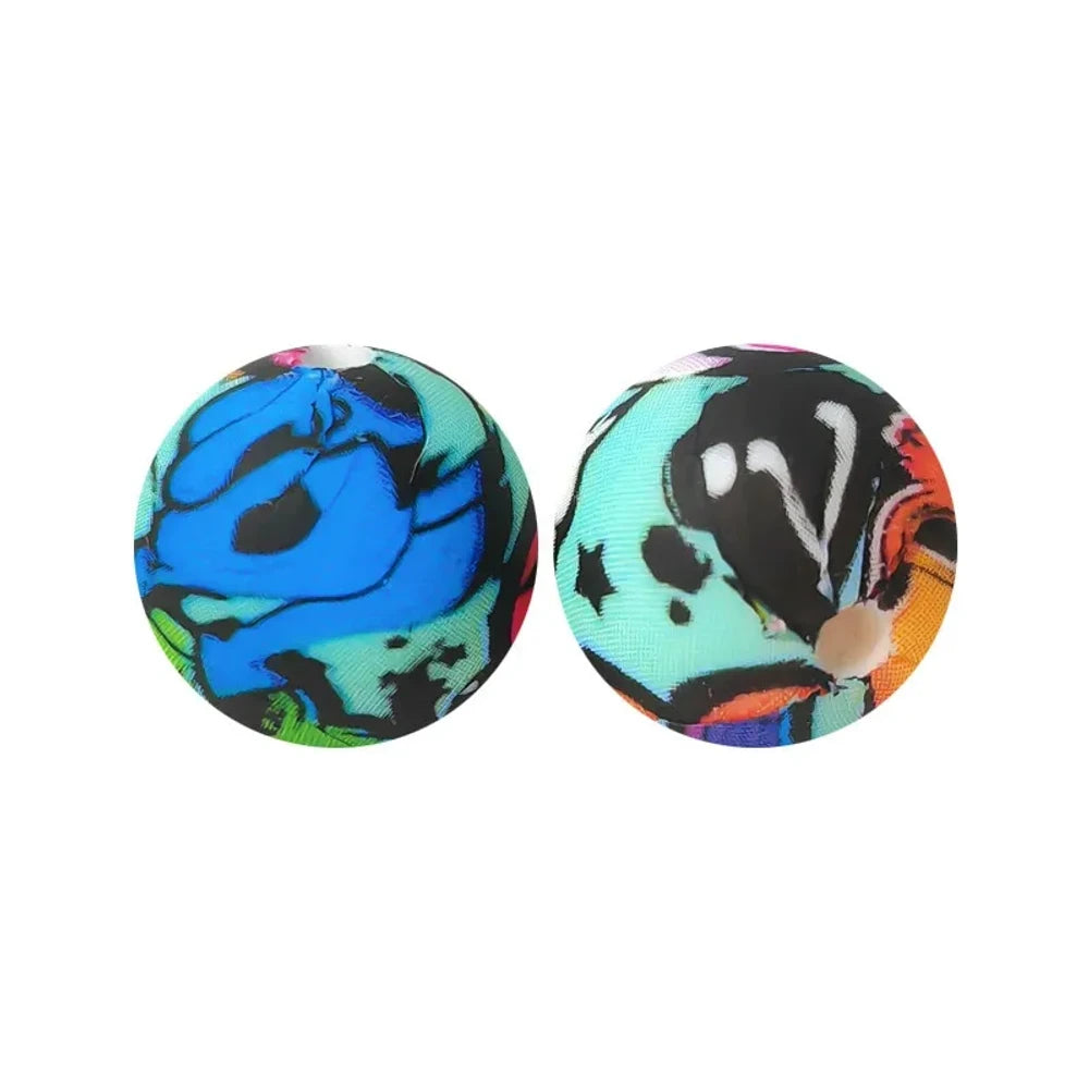 15mm Printed Silicone Bead for DIY Pens Keychains 011